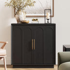 FORTUNETEC Sideboard Buffet Cabinet with Storage, Modern Accent Cabinet with Arched Doors & Shelf, 31.5" Modular Media Console, Minimalist Credenza for Living Room Kitchen Dining Room Entryway, Black