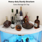Loomie 70" Corner Bar Cabinet with LED Lights, 6-Tier Modern Wine Cabinet with Glass Door & Glass Holder, Tall Home Bar Liquor Cabinet with Adjustable Shelves for Dining Room, Living Room (White)