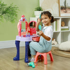 Vanity Set with Mirror and Stool, Toddler Makeup Table with Music, Light, Drawer, Hair Dryer, 20 Makeup Accessories, Girls Vanity for Ages 3 6, Multicolor