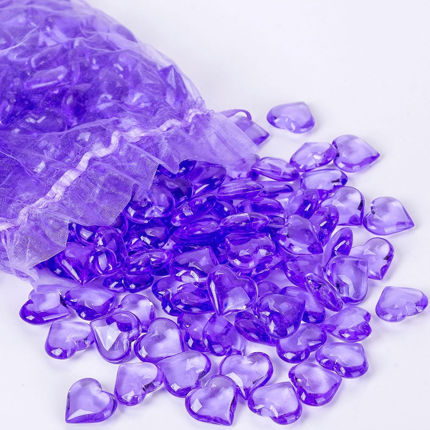 Purple Heart Shaped Acrylic Gems,Vase Fillers,225 PCS | Vase Fillers for Centerpieces, Heart Table Scatter Decorations, Valentine's Day, Wedding, Bridal Shower Party Supplies