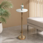 Martini Table Height Adjustable, Drink Tables for Small Spaces, Round Side Table, Tiny Side Tables for Living Room, Bedroom, Cocktail (White)