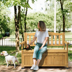 Outdoor Wooden Storage Bench with Armrests, Large Deck Box and Seating, Patio Organizer Loveseat, 44" Fir Wood, Weather Resistant for Garden, Backyard, Porch, Deck Box Seat for Porch Backyard Poolside