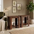 HOME DESIGN Telluride End Table Set of 2, Modern Wood Accent Tables with Lower Shelf, Living Room/Bedroom Side Tables — Available in Walnut or Black Finish