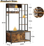 Hall Tree Coat Rack, Hall Tree With Bench and Shoe Storage Shoe With, Mud Room Storage Furniture，39.37 X 15.74 X 69.69 Inches, Brown