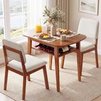 Giantex Dining Table Set for 2, Space Saving Kitchen Table and Chairs Set w/Rubber Wood Frame, Storage Rack, Padded Seats & Backrests, Dinette Set for Small Space, Apartment, Dining Room, Walnut