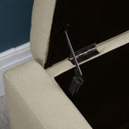Classic Linen Tufted Storage Ottoman Bench Lift Top Beige Sophisticated Style Fabric Comfortable Seating Durable FFor rame