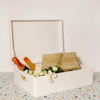 Creative Deco XL White Wooden Box Storage with Hinged Lid | 15.8x11.8x5.5in (+-0.5) | Keepsake with Handles | Gift Box for Tool Dog Toy Kitchen Storage | Wood Chest Trunk