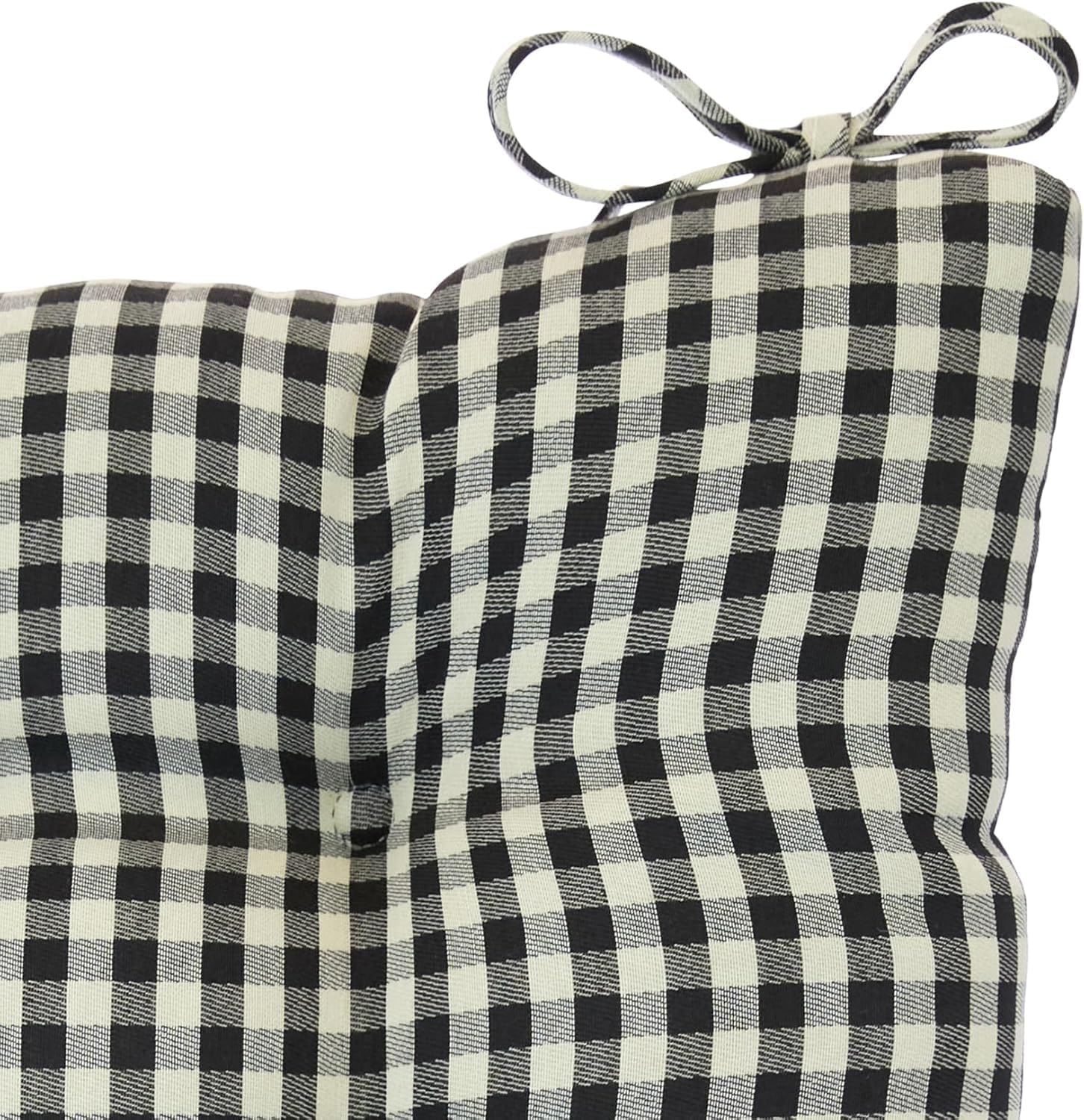 Klear Vu The Gripper Non-Slip Rocking Chair Cushion Set with Thick Padding, Includes Seat Pad & Back Pillow with Ties for Indoor Living Room Rocker, 17x17 Inches, 2 Piece Set, Gingham Black