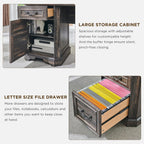 T4TREAM L Shaped Desk with Hutch,59" Farmhouse Wood Home Office Executive Desk,Charging Station,File Drawer, Storage Cabinet,Computer Desk for Work and Study (Dark Rustic Oak)