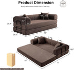 79" Convertible Sofa Bed, 5-in-1 Corduroy Boneless Couch Bed Sofa Pull Out, Memory Foam Couch, No Assembly Futon Couches for Living Room (Brown)