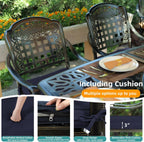 MEETWARM Outdoor Swivel Bar Stools Set of 2, All-Weather Cast Aluminum Bar Height Bistro Chairs with Footrest, High Back and Armrest, High Top Patio Bar Chairs with Cushion for Poolside Deck Backyard