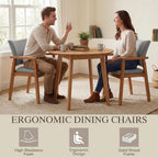 GOTMINSI Mid-Century Modern Linen Dining Chair with Arms, Solid Wood Frame, 320 lbs Weight Capacity, Upholstered Accent Chair for Kitchen Dining Room Living Room (Grey,1pc)
