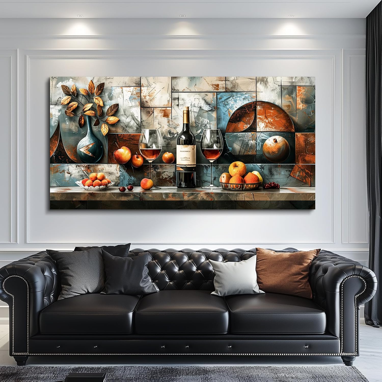 hyidecorart Wine Glass Fruit Modern Painting Wall Art For Kitchen Wall Decor For Living Room Dining Room Decorations Liquor Still Life Canvas Prints Artwork Bar Pub Posters Home Decor Ready to Hang