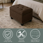 Convenience Concepts Designs4Comfort 5th Avenue Ottoman 24" - Modern Upholstered Footstool & Seat with Hinged Lid & Storage, for Living Room, Bedroom, & Entryway, Medium Brown Fabric