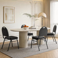 Dining Chairs Set of 4, Assembly-Free Stackable Kitchen Chairs, Modern Fabric Upholstered Chairs with Metal Frame for Living Room/Bedroom/Office/Farmhouse, Black
