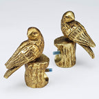 Decorative Curtain Rod Finials, Pretty Polyresin Gold Bird Finials, Set of 2, Compatible with 1 inch or 1-1/8 inch Dia Curtain Rod, Standalone Finial Pair