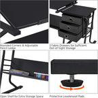 Topeakmart Height Adjustable Drafting Table Art Craft Desk Work Station Hobby Design Studio Tiltable Tabletop Drawing Desk with Stool & Storage Drawers