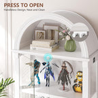 Dystler Lighted Display Cabinet with Glass Doors, 72" Tall Curio Cabinet - 4 Tier Display Case with Human Sensor Lights, Bookcase for Collectibles Toys Books, White