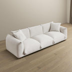 100" Boucle Sofa Couch for Living Room, Cream Cloud Couch, Mid Century Modern 3 Seater Upholstered Couch, Nordic Minimalist Comfy Sofa, Solid Wood Frame Living Room Furniture