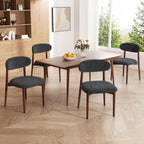 Wooden Dining Chair Set of 4, Modern Dining Chairs with with Curved Back, Fabric Upholstered Kitchen Room Chairs with Adjustable Legs for Farmhouse Dining Living Room,Dark Grey
