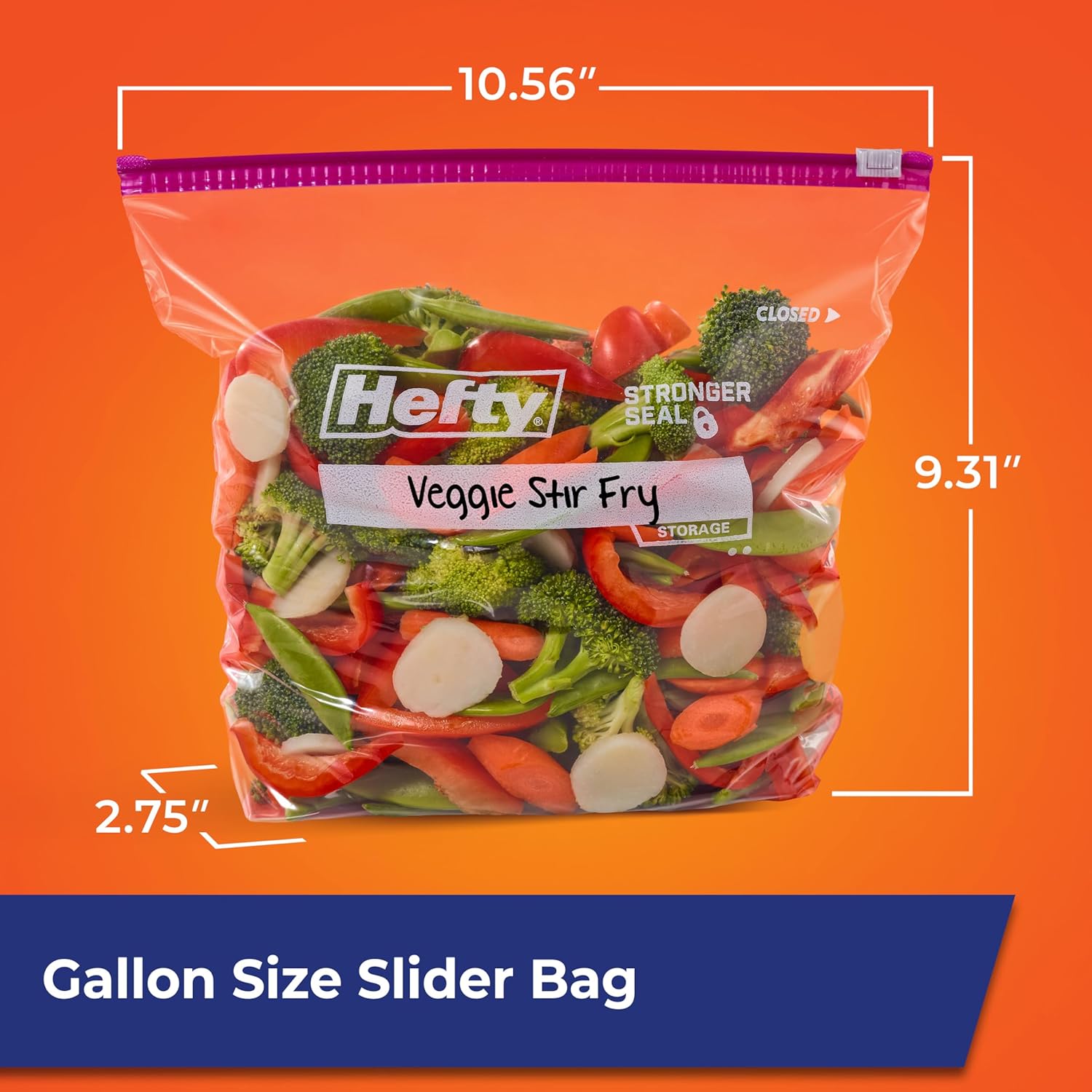 Hefty Slider Kitchen Storage Bags, Gallon Size, 66 Count (Pack of 4)