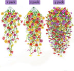 4 Pcs Artificial Flowers for Outdoors Summer Decor, URealistic Fake Flowers UV Resistant Hanging Flowers Silk Faux Plants for Outside, Garden, Yard,Porch, Wall Home Indoor (Mix Color)