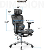 Office Chair with 3D Adjustable Lumbar Support,Ergonomic Computer Chair,Adjustable Headrest and Armrests, 400lbs Capacity,Tilt-Swivel,Premium Mesh Desk Chair for Office,Home & Gaming (Black)