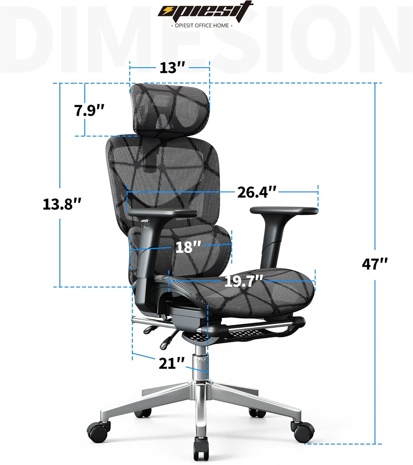 Office Chair with 3D Adjustable Lumbar Support,Ergonomic Computer Chair,Adjustable Headrest and Armrests, 400lbs Capacity,Tilt-Swivel,Premium Mesh Desk Chair for Office,Home & Gaming (Black)