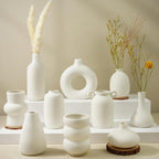 Small White Ceramic Vase Set of 10 Ceramic Bud Vases in Bulk Modern Farmhouse Boho VaseS for Pampas Grass, Flowers, Decorative Ceramic White Flower Vases for Home Decor, Entryway Table Decor