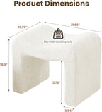 Ottoman Vanity Stool Chair Small Footstool Seating Backless Modern Foot Rest Teddy Velvet Ottoman for Makeup Room Living Room Bedroom Entryway,White (Single 1)