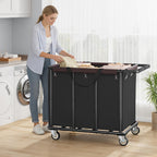 FAVOOSTY 470L Heavy Duty Commercial Laundry Cart with Wheels,Industrial Rolling Laundry Hamper, Extra Large Laundry Basket, Metal Frame for Hotel/Hospital/Home, 440lbs (Black)
