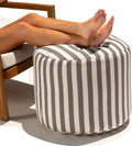 Jaxx Spring Indoor/Outdoor Bean Bag Pouf Ottoman, Taupe Stripes