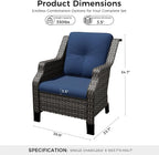 Outdoor Patio Chairs Set of 2, Wicker Patio Furniture with Thick Cushions, Curved Armrest, Deep Seating, Rattan Outdoor Chairs for Porch, Deck, Balcony