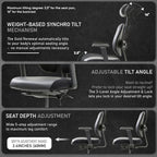 [Premium Dual-Backrests] Ergonomic Office Chair l Reduces Pressure by 50% - Leather Chair, Office Chair for Lumbar Support l Home Desk Chairs l Office Chair Back Support Made in Korea (Black Leather)