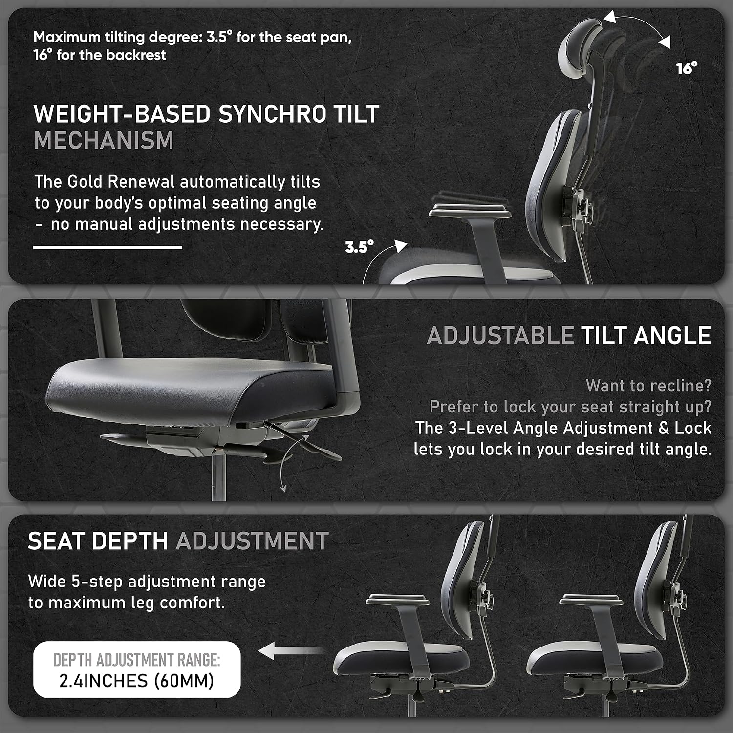 [Premium Dual-Backrests] Ergonomic Office Chair l Reduces Pressure by 50% - Leather Chair, Office Chair for Lumbar Support l Home Desk Chairs l Office Chair Back Support Made in Korea (Black Leather)