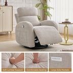 Swivel Rocker Recliner, Manual Swivel Recliner with Adjustable Headrest, Glider Rocking Reclining Nursery Chairs for Small Space, Living Room, Bedroom, Chenille Camel
