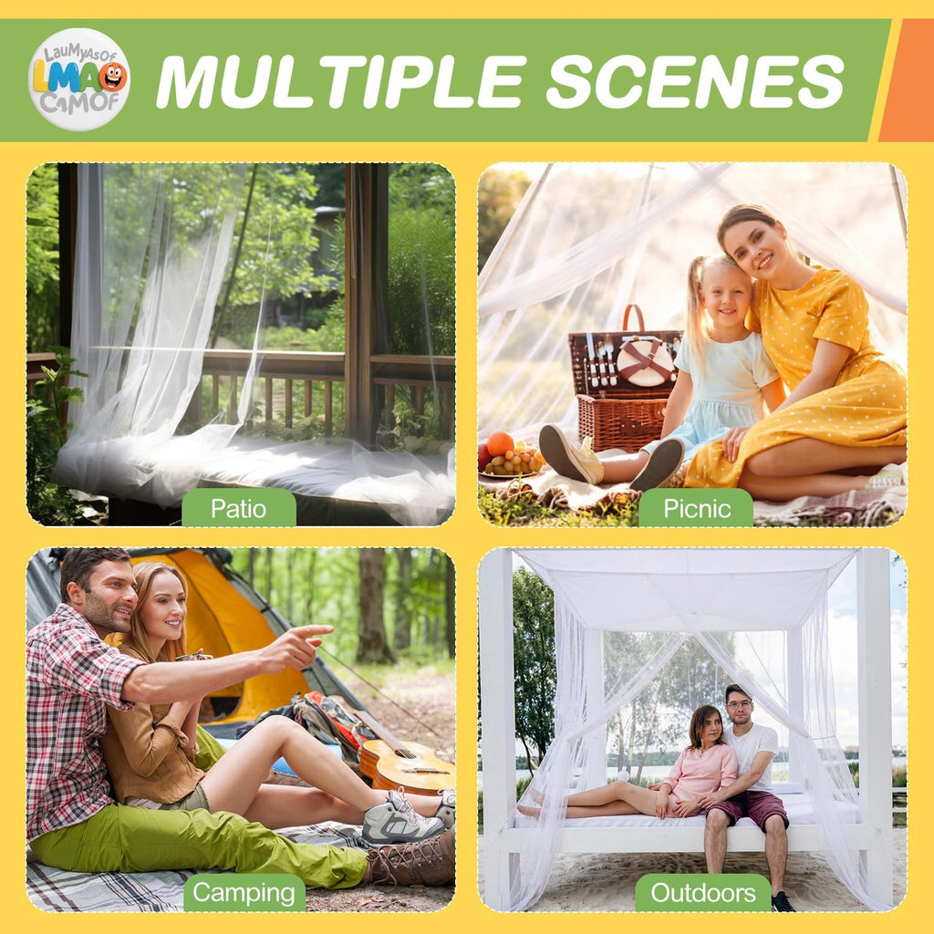 4 Corners Mosquito Net for Mosquiteros para Camas Bed Canopies Netting Bed Drapes Rectangular Mosquito Mesh for Camping Home Outdoor Travel