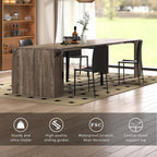 Extendable Dining Table with Storage, Transformer Extra Console Table for 1-12 People, Folding Space Saving Dining Room Table with Built-in Outlet for Homes, Apartments, Oak