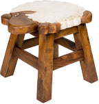 Sea Island Imports Sheep Design Hand Carved Acacia Hardwood Decorative Short Stool