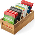 DRASTAR Pantry Organization and Storage Bins, Acacia Wood Seasoning Packet Organizer with Removable Dividers,Storage Caddy for Kitchen, Pantry, Cabinet, Countertop