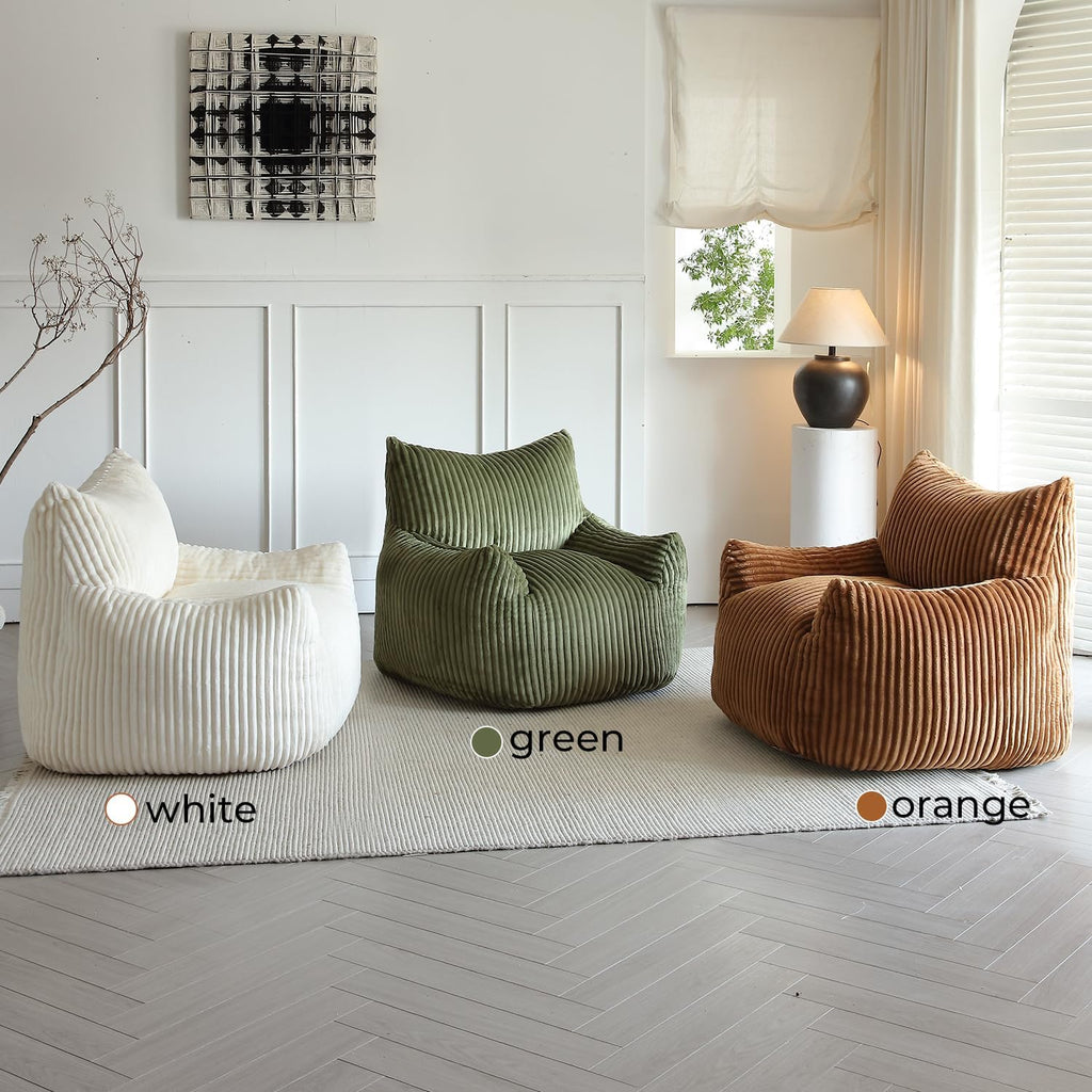 Giant Bean Bag Chair for Adults, Oversized Beanbag Sofa with Armrests and Back Support, Filler Included, Ultra Soft Stuffed Floor Couch for Bedroom Reading Lounging, Living Room