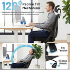 Office Chair Ergonomic Desk Chair with Adjustable Headrest Lumbar Support, High Back Breathable Mesh Chair with 120° Tilt & Flip-Up Armrests, Swivel Comfy Task Computer Chair for Work, Study