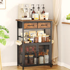 SWTYMIKI Coffee Bar Cabinet with Drawer - 20.47" Coffee Stand Station with Removable Hooks, Buffet Cabinet for Coffee Maker or Microwave, Kitchen Bar Table Storage Organizer, Espresso