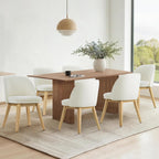 KISLOT Wooden Dining Chairs Set of 2, Fabric Upholstered Modern Dining Room Chairs with Double-Layer Thick Seat Cushion & Ergonomic Backrest for Restaurant, Kitchen and Café, Beige