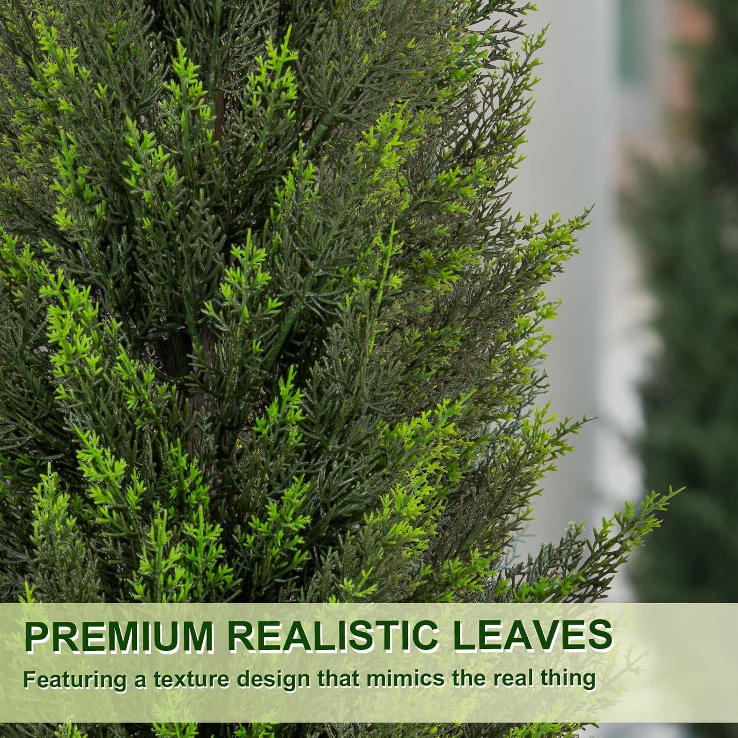 Artificial Cedar Trees 3FT Faux Cedar Topiary Evergreen Plants UV Resistant Outdoor Indoor Fake Cypress Pine Trees with Planter for Front Porch Entryway Patio Garden Home Decor Set of 2