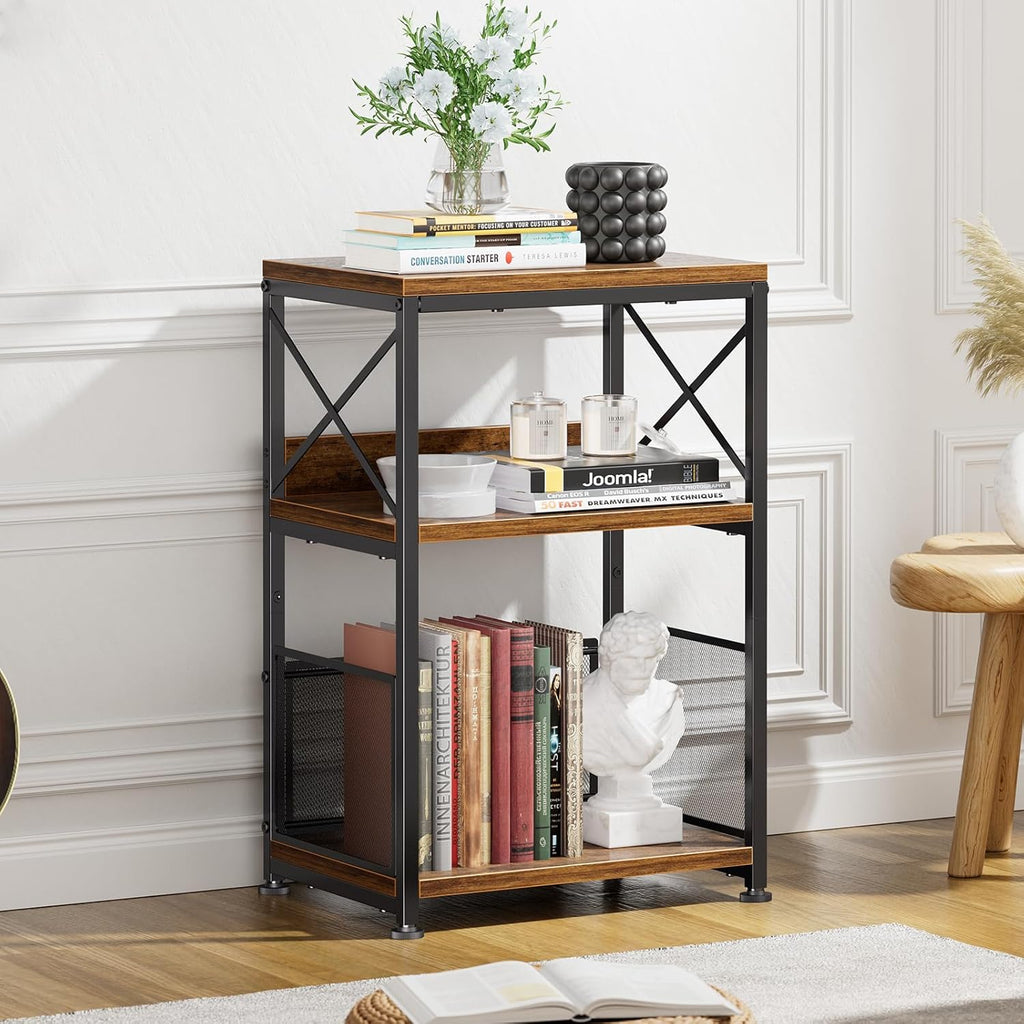 Simple Trending Record Player Stand, Turntable Stand with Vinyl Storage Holds Up to 200 Albums, Record End Table for Living Room, Rustic Brown