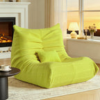 Bean Bag Chair for Adults - Large Bean Bag with Lumbar Pillow, Oversized Airpore Boneless Chair with High-Rebound Memory Foam, Lazy Floor Sofa for Reading, Gaming, Living Room, Bedroom, Green