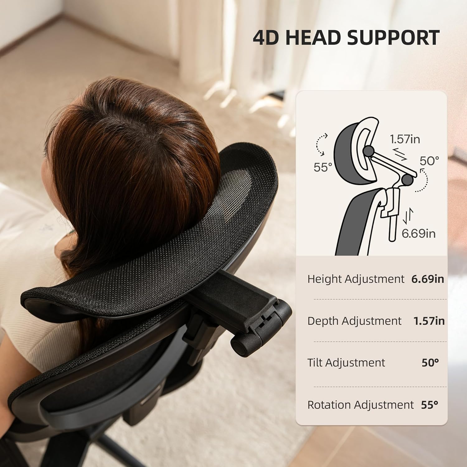 CabLady S2 Petite Office Chair for Women & Small Frames - 330lb Capacity, 4D Adjustable Lumbar/Headrest, Flip-Up Arms & Footrest, Ergonomic Desk Chair