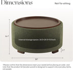 Zihanhome 30 Inch Round Storage Ottoman Coffee Table, Modern Boucle Ottoman with Lift-Off Lid and Solid Wood Legs for Living Room, Bedroom, Corners, Apartments (Green)