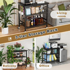 Rolling Kitchen Microwave Cart, 3 Tier Microwave Stand with Wheels, Bathroom Organizers and Storage Shelf, Coffee Bar Table Station, Utility Side Table for Living Room Office (Black)